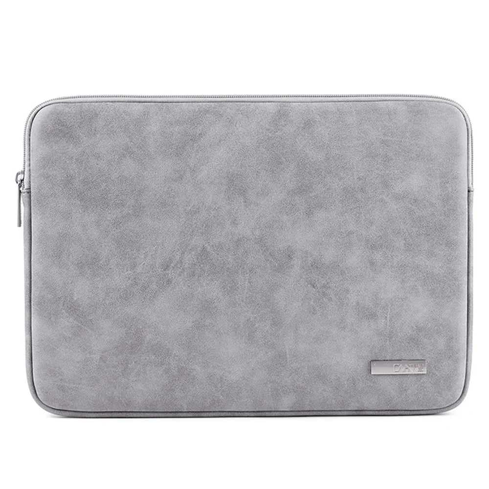 CANVASARTISAN L11-03 12-inch PU Leather Laptop Case Shockproof Zipper Laptop Pouch Computer Storage Carrying Bag - Light Grey - 1