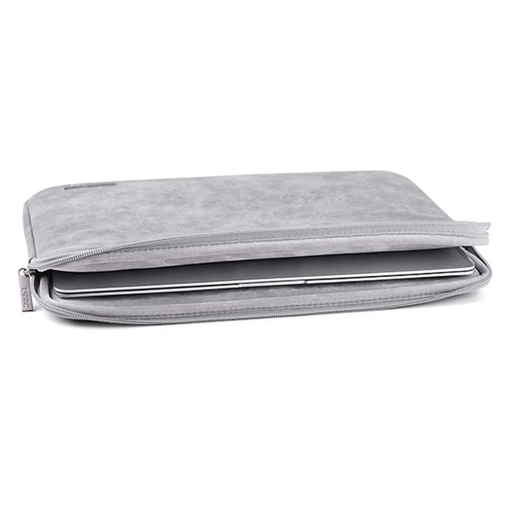CANVASARTISAN L11-03 14 inch Wear-resistant Laptop Case Shockproof Laptop Pouch Computer PU Leather Carrying Bag - Light Grey - 4