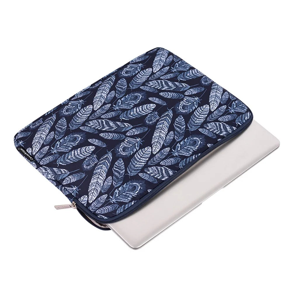 CANVASARTISAN H4-03 Lightweight Notebook Liner Bag Leaves Pattern Zipper Case Cover for 14-inch Laptop - 3