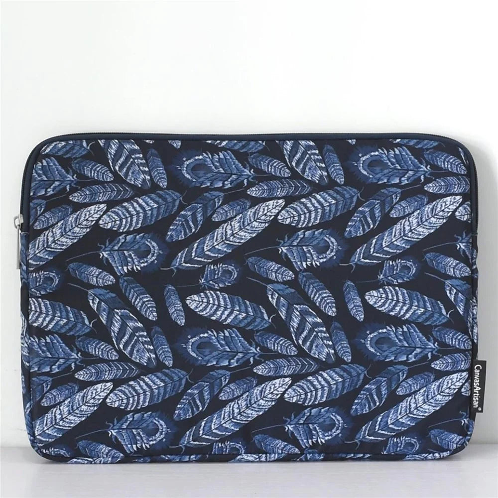 CANVASARTISAN H4-03 Leaves Pattern Zipper Laptop Sleeve Shockproof Lining Canvas Carrying Bag for 11-inch Notebook - 4