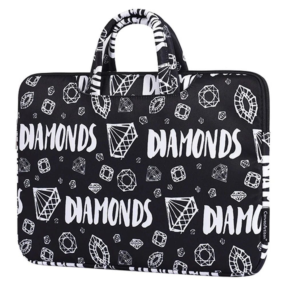 CANVASARTISAN H15-B01 Diamond Pattern 13-inch Laptop Sleeve Carrying Bag Notebook Handbag - Black - 1