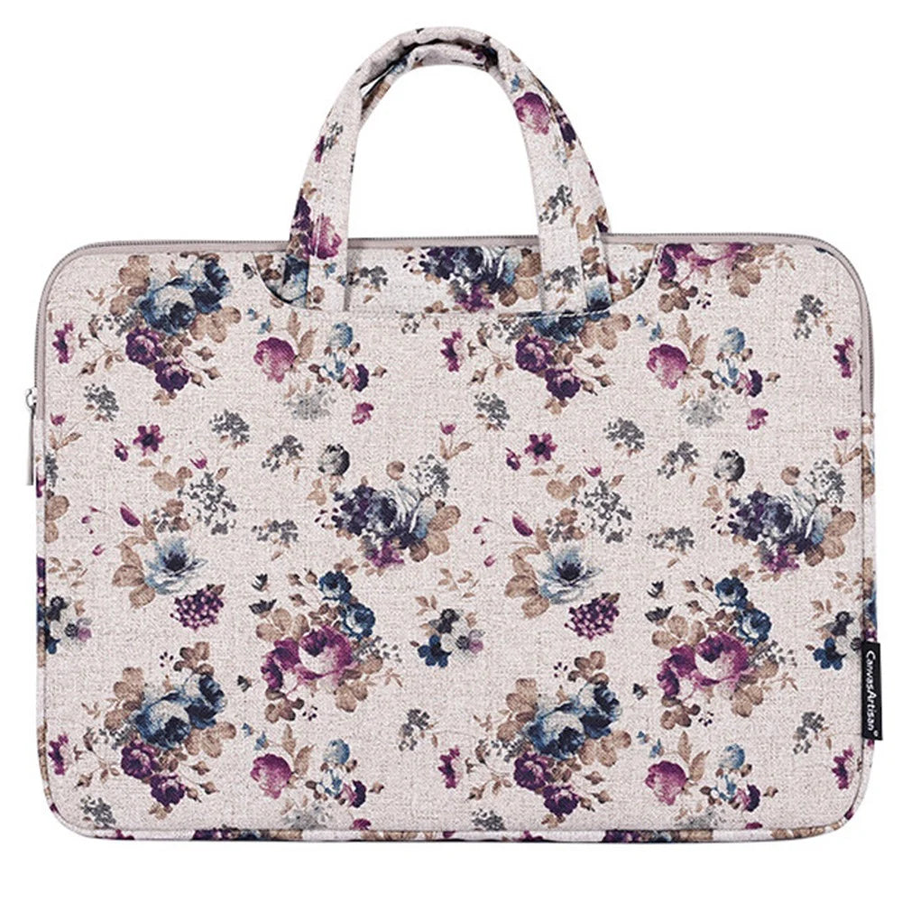 CANVASARTISAN H2-B02 14-inch Canvas Laptop Handbag Flower Pattern Notebook Carrying Case - 2