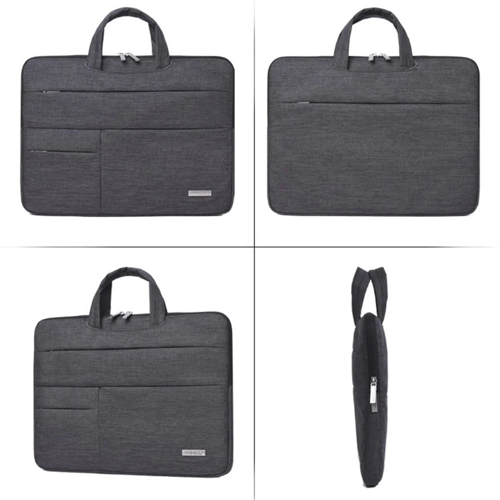 CANVASARTISAN L3-102 Large Handbag High-quality Polyester Notebook Sleeve Computer Sleeve 14 inch Laptop Bag with Small Pouch Bag - Light Grey - 5