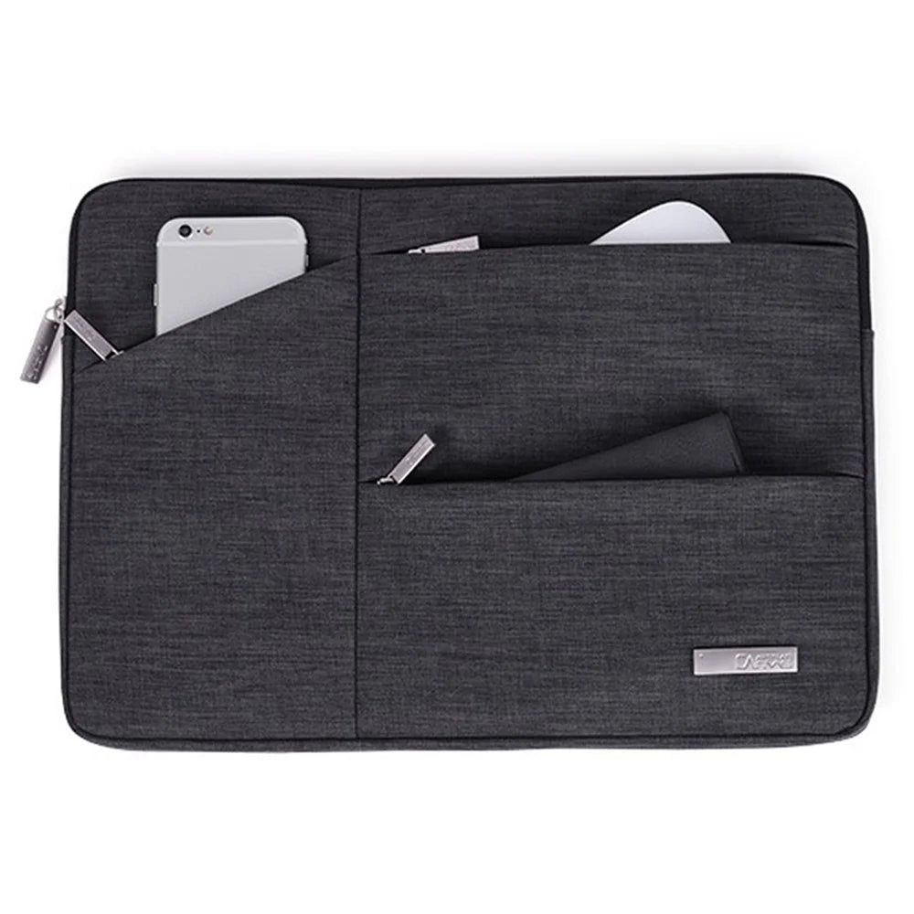 CANVASARTISAN L2-108 Slim Zipper Laptop Case Computer Carrying Bag with Mini Storage Pouch for 14 inch Notebooks - Dark Grey - 2