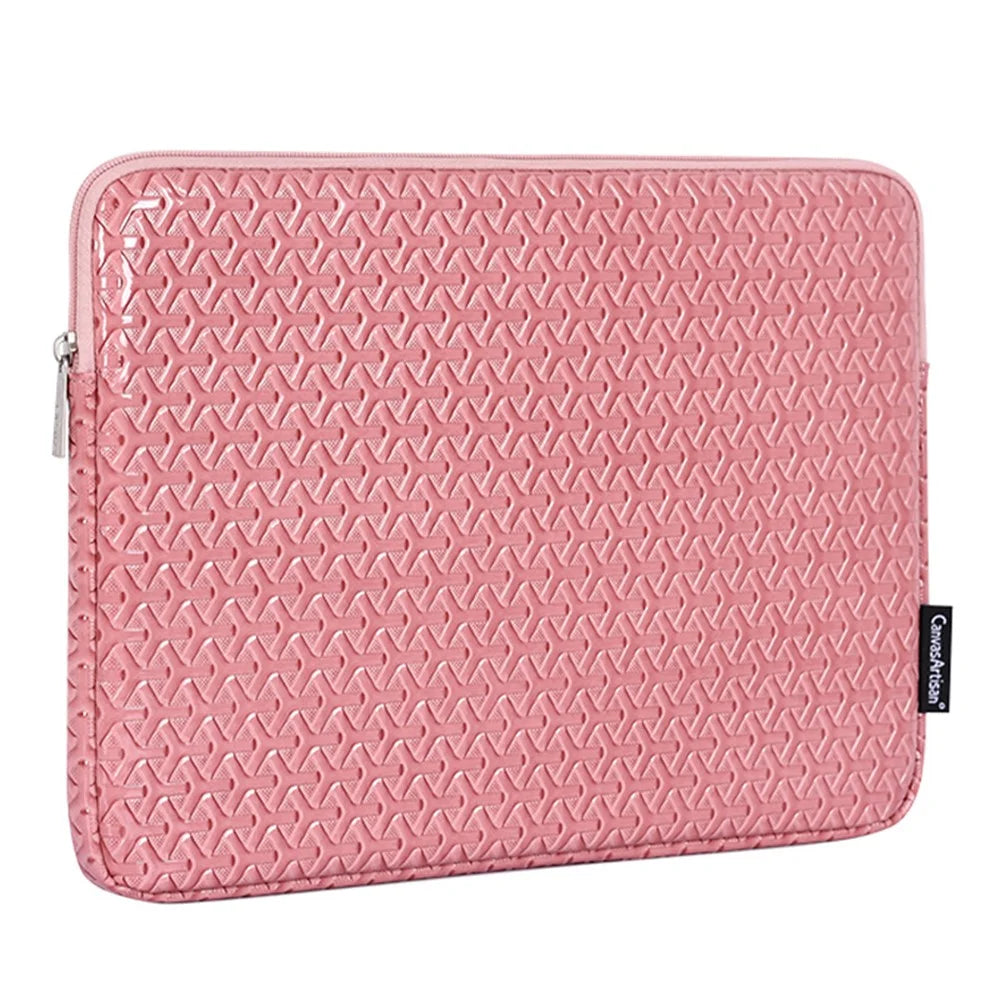 CANVASARTISAN L30-01 Rhombus Pattern PU Leather Laptop Sleeve Case Notebook Zipper Carrying Bag for 15-inch Laptop - 1