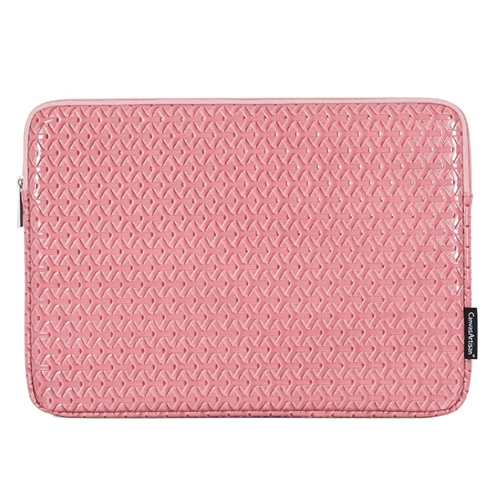 CANVASARTISAN L30-01 Rhombus Pattern PU Leather Laptop Sleeve Case Notebook Zipper Carrying Bag for 15-inch Laptop - 2