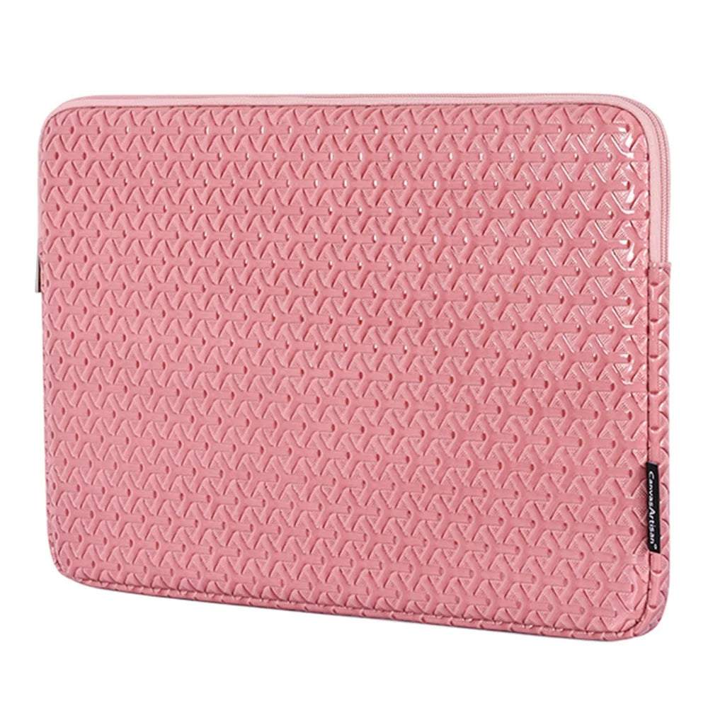 CANVASARTISAN L30-01 Rhombus Pattern PU Leather Laptop Sleeve Case Notebook Zipper Carrying Bag for 15-inch Laptop - 3