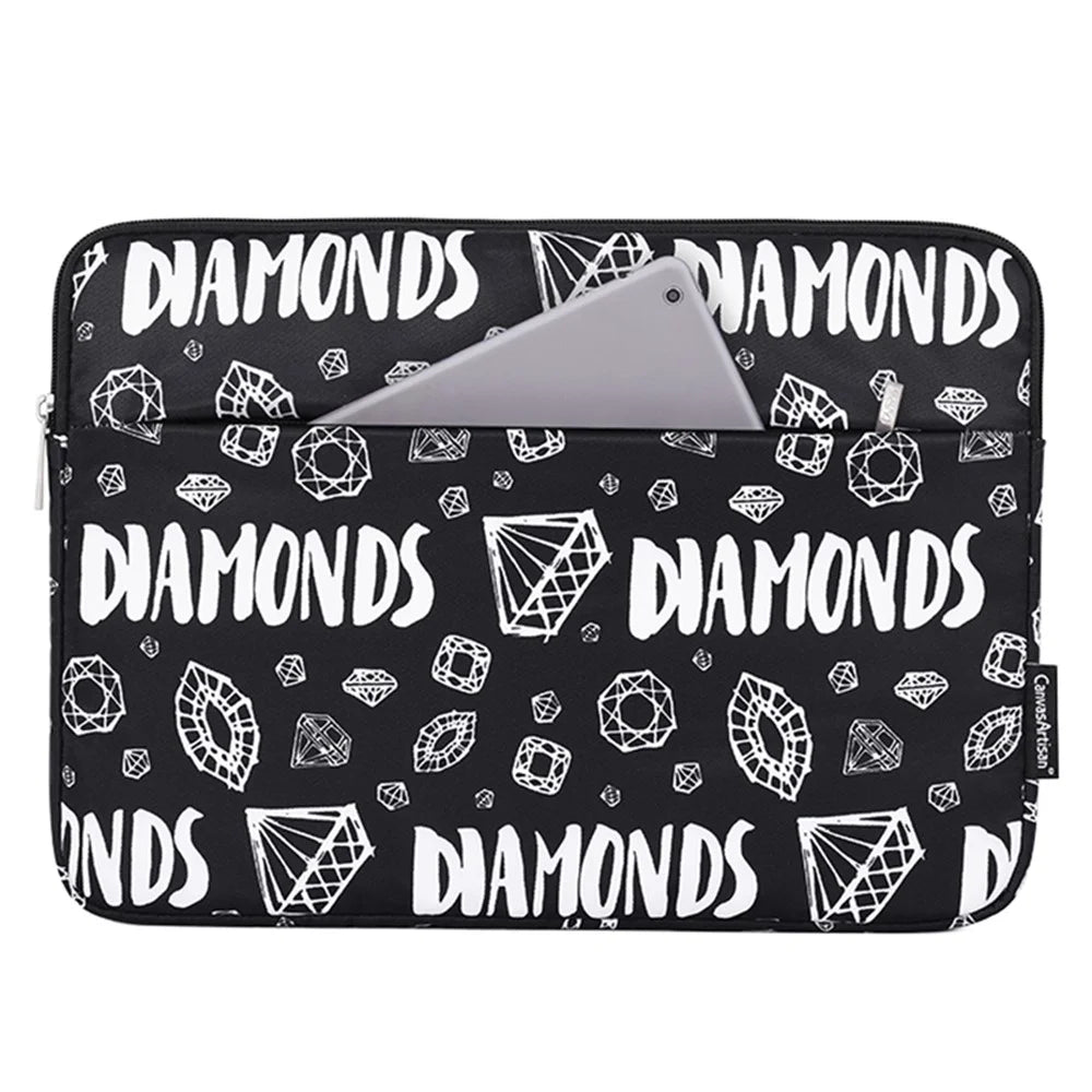 CANVASARTISAN H15-11 15-inch Laptop Sleeve Diamond Pattern Polyester Notebook Storage Bag Carrying Case - 1