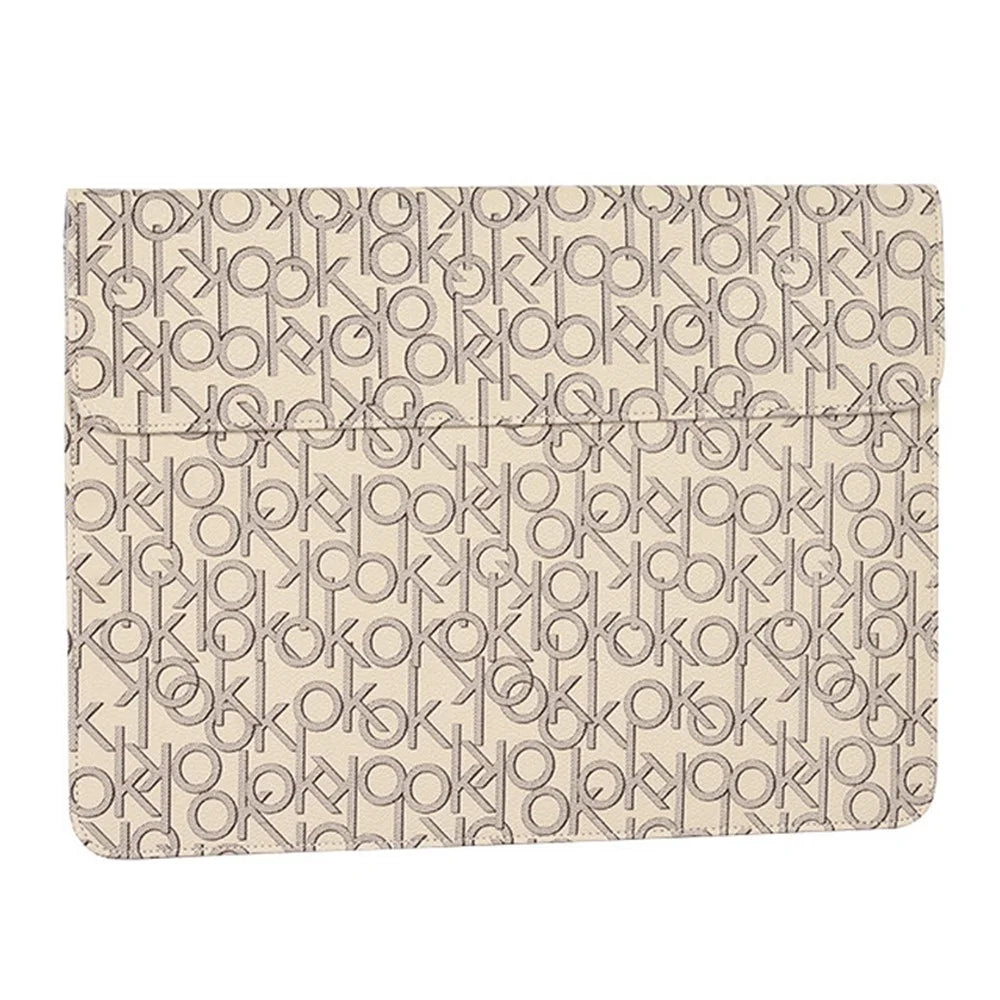CANVASARTISAN E61-01 13-inch Laptop Sleeve Letter OK Printing PU Leather Magnetic Notebook Carrying Case - 2