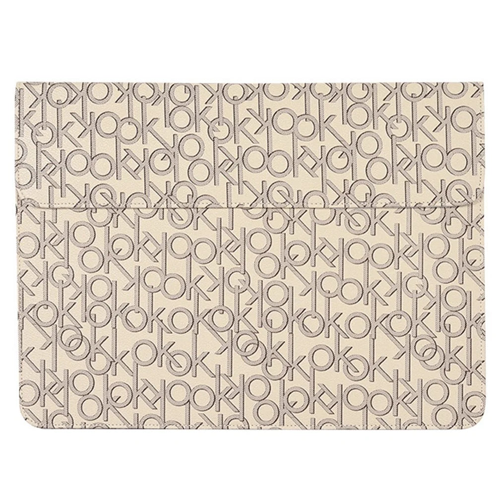 CANVASARTISAN E61-01 PU Leather Protective Sleeve 14-inch Laptop Carrying Bag Letter OK Pattern Notebook Case - 1