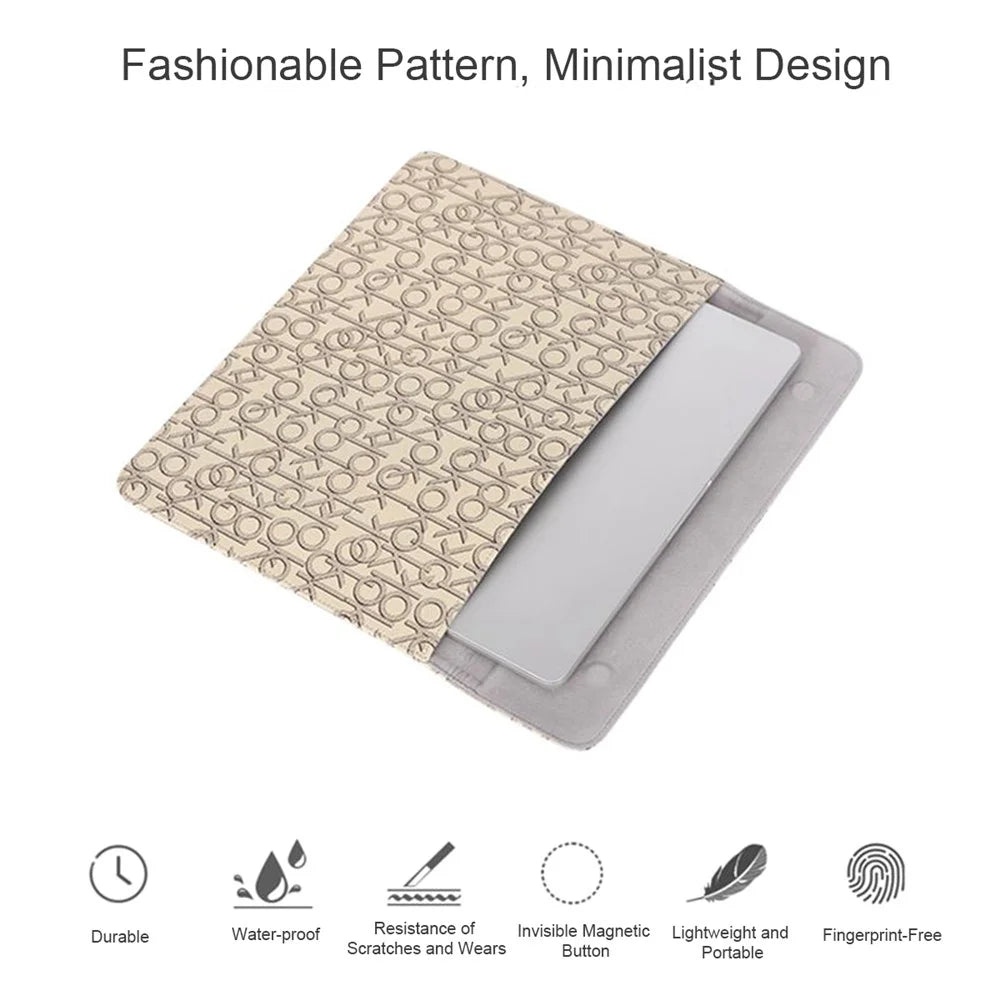 CANVASARTISAN E61-01 15-inch Laptop Protective Sleeve Letter OK Pattern PU Leather Notebook Bag - 5