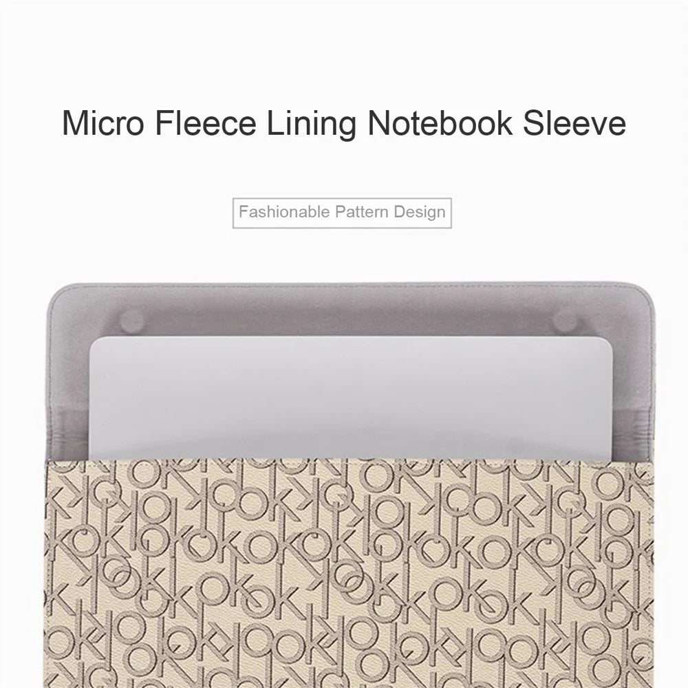 CANVASARTISAN E61-01 15-inch Laptop Protective Sleeve Letter OK Pattern PU Leather Notebook Bag - 6