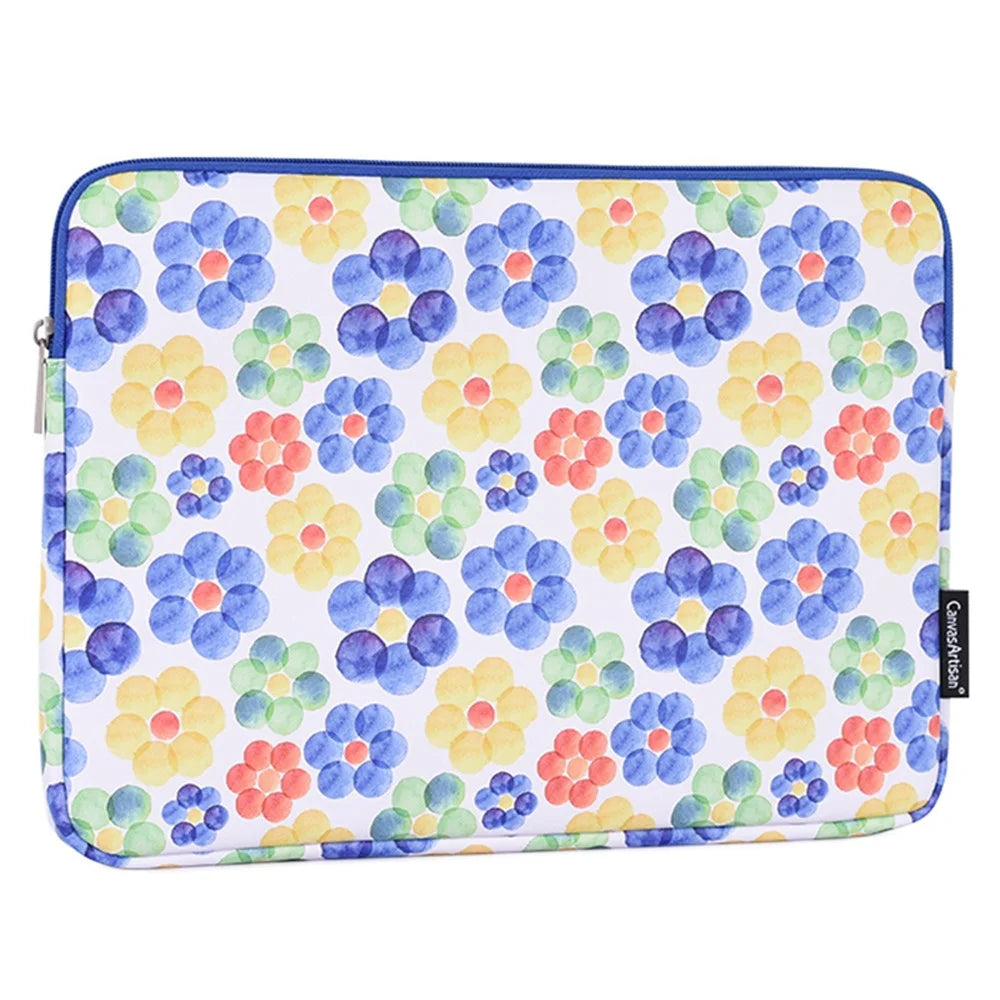 CANVASARTISAN G51-01 Flower Pattern PU Leather Laptop Sleeve Ultra-thin Notebook Carrying Case for 13-inch Laptop - 1