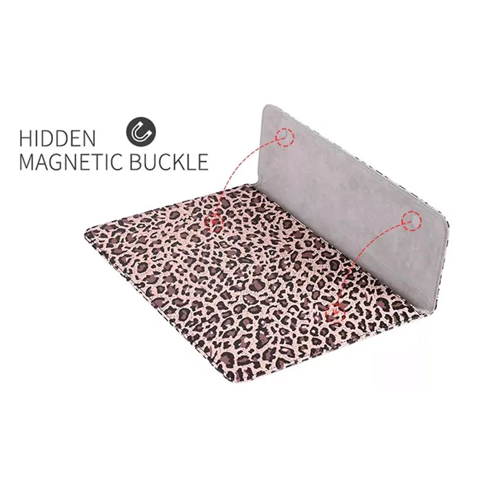 CANVASARTISAN E31-01 Leopard Printed Fashion Laptop Sleeve PU Leather Magnetic Lid Envelope Notebook Bag - Yellow/12 inch - 5