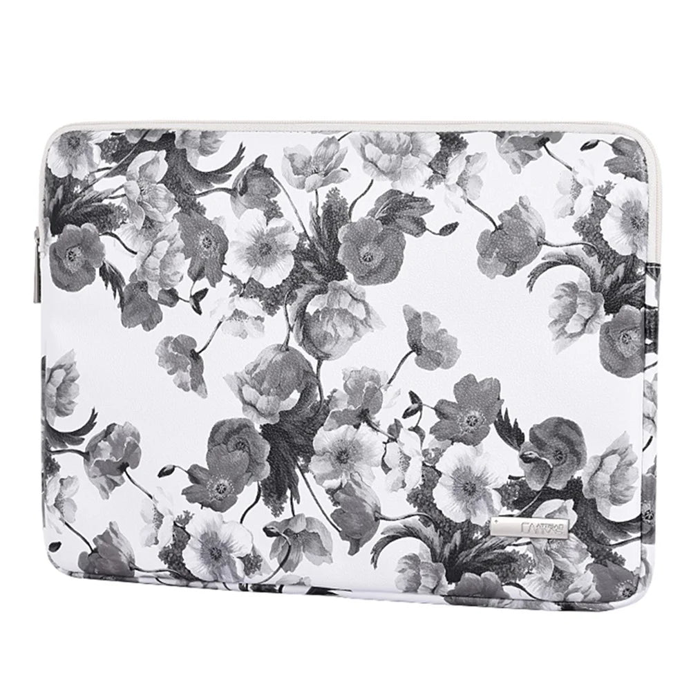 CANVASARTISAN G1-T0121 Watercolor Flower Pattern Laptop Sleeve Notebook Case with Small Bag - White/for 11-inch Laptop - 2