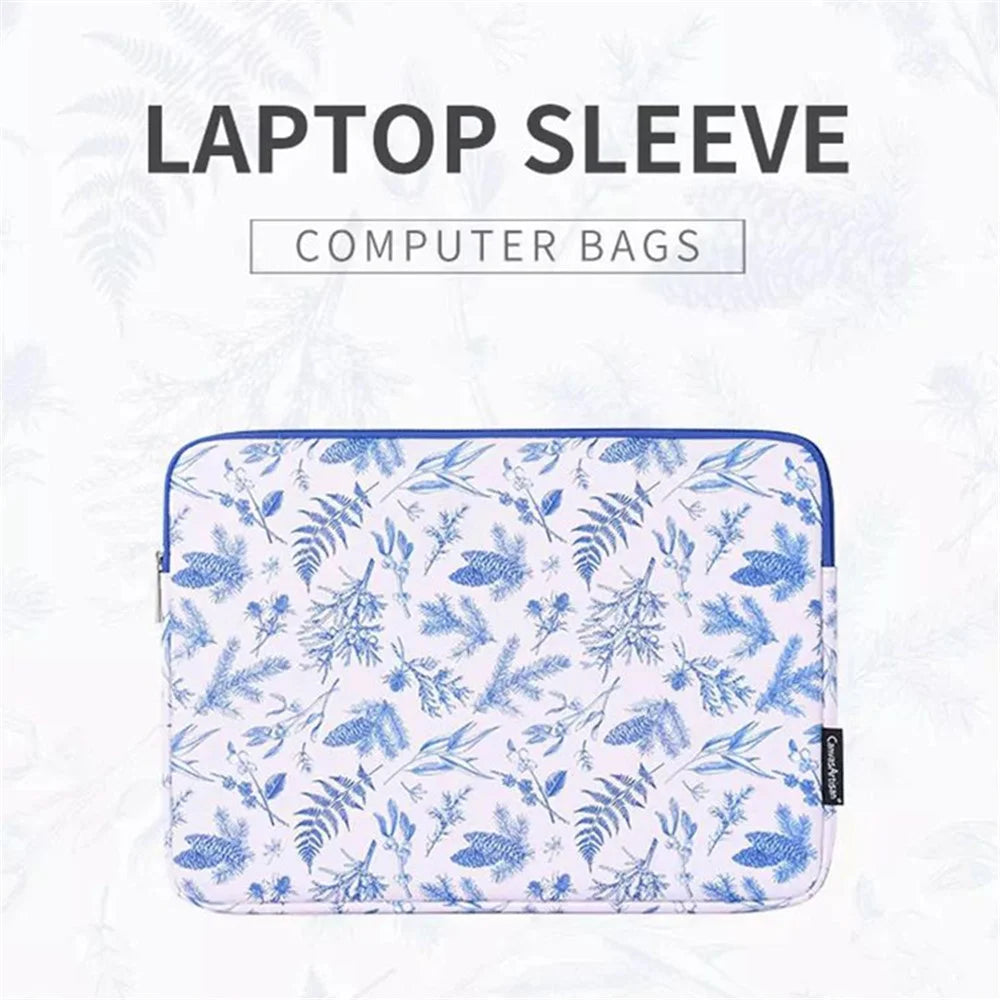 CANVASARTISAN G55-01 Leaves Printing Ultra Slim Notebook Carrying Bag Zipper Laptop Sleeve Case - White/for 11-inch Laptop - 2
