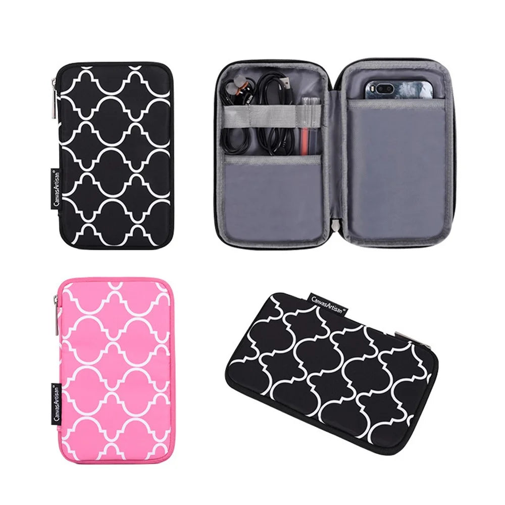 CANVASARTISAN H39-T0121 Rhombus Grid Pattern Laptop Sleeve Screatch-resistant Zipper Notebook Bag with Small Bag - Black/for 11-inch Laptop - 4