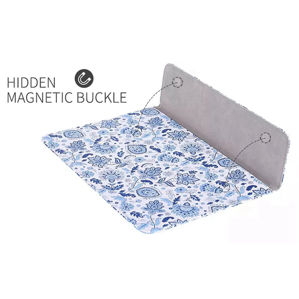 CANVASARTISAN E54-01 Magnetic Closure PU Leather Laptop Sleeve Flower Pattern Notebook Carrying Bag - White/for 12-inch Laptop - 3