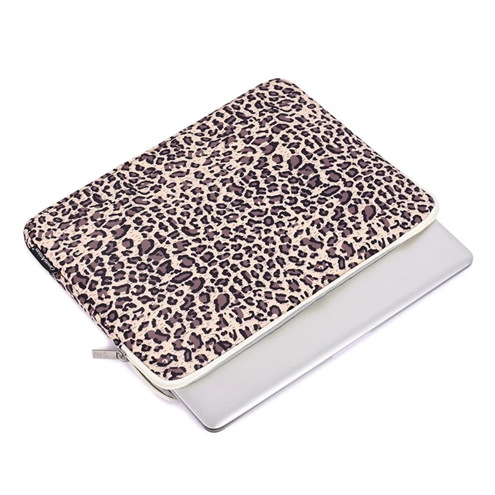 CANVASARTISAN H31-T0121 Leopard Pattern Laptop Sleeve Ultra-thin Computer Bag Pouch with Small Bag - Yellow/for 11-inch Laptop - 3