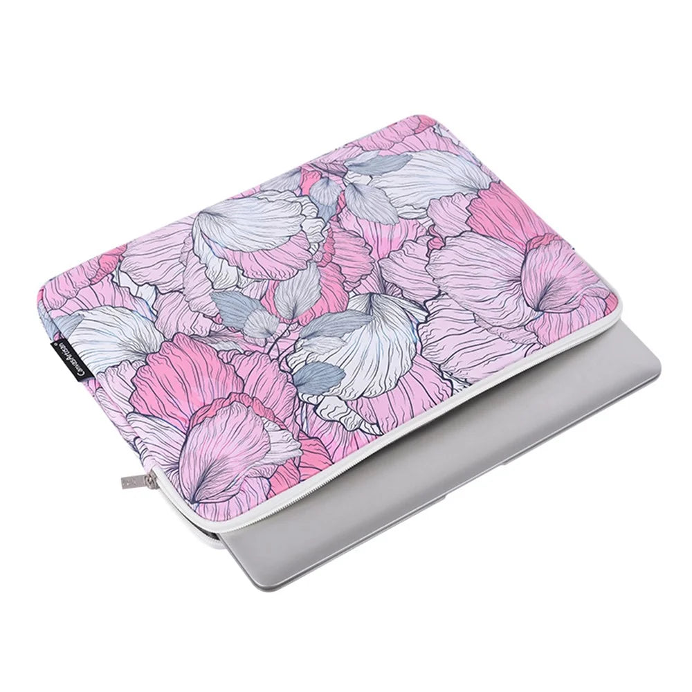 CANVASARTISAN G56-01 PU Leather Laptop Sleeve Carrying Case Notebook Bag with Flower Pattern - Pink/for 11-inch Laptop - 3