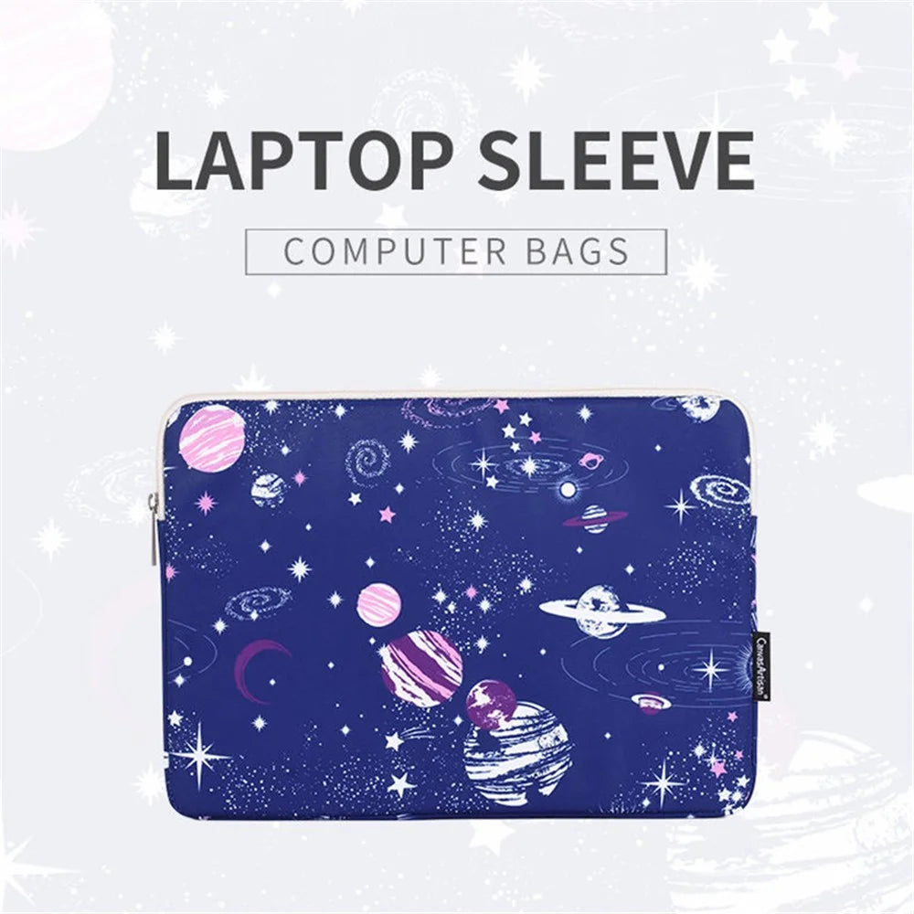CANVASARTISAN H25-01 Ultra-thin Polyester Laptop Sleeve Pouch Outer Space Pattern Notebook Bag - Blue/for 11-inch Laptop - 2