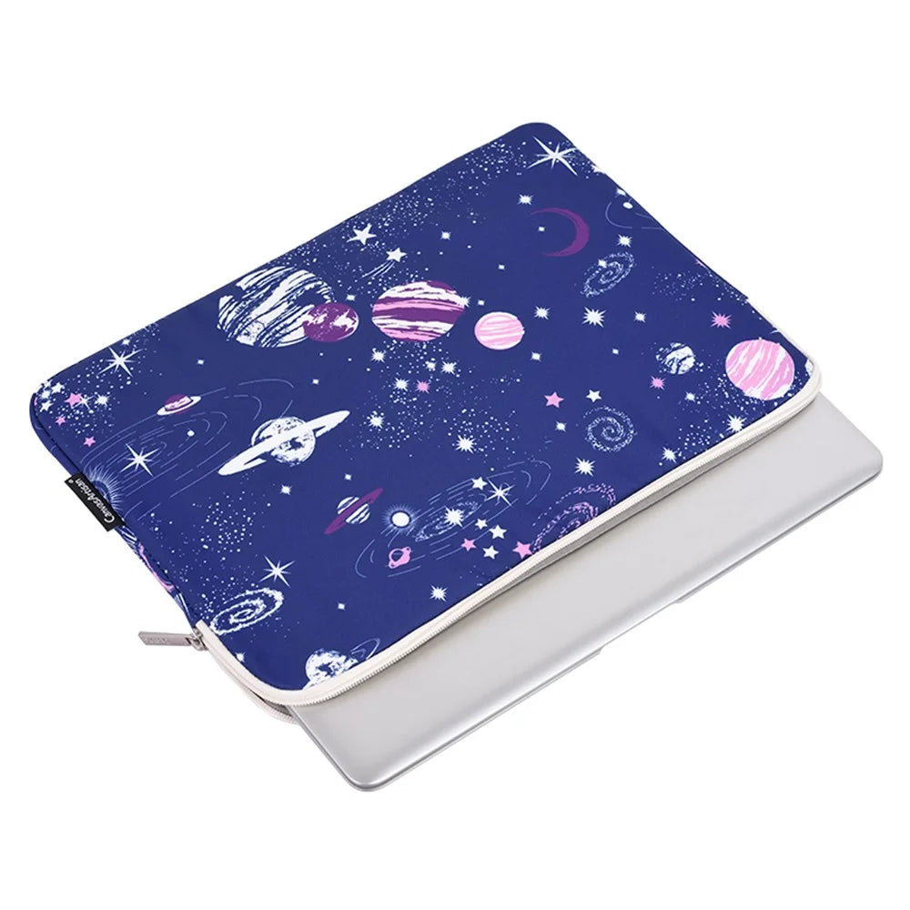 CANVASARTISAN H25-01 Ultra-thin Polyester Laptop Sleeve Pouch Outer Space Pattern Notebook Bag - Blue/for 11-inch Laptop - 3