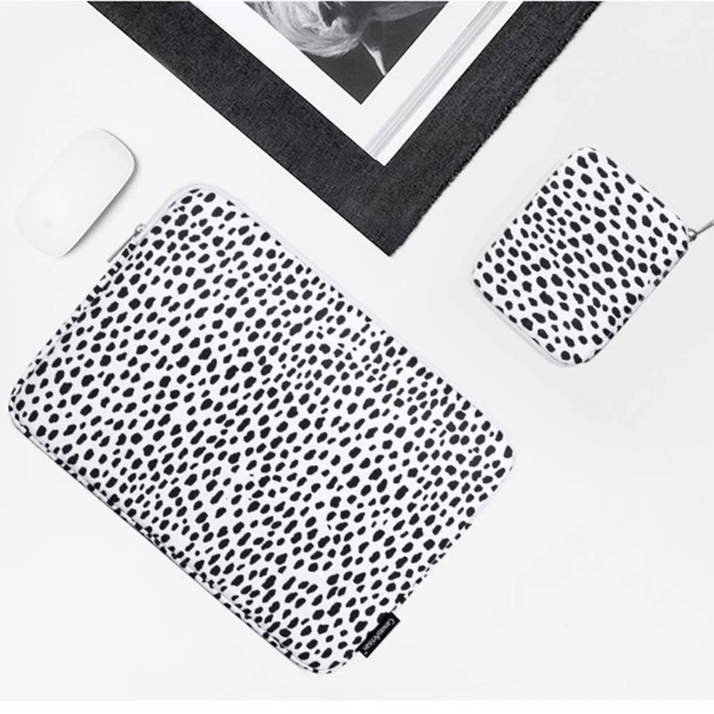 CANVASARTISAN H36-T0123 Dots Printing Shockproof Notebook Laptop Sleeve Carrying Case with Small Bag - White/for 11-inch Laptop - 3