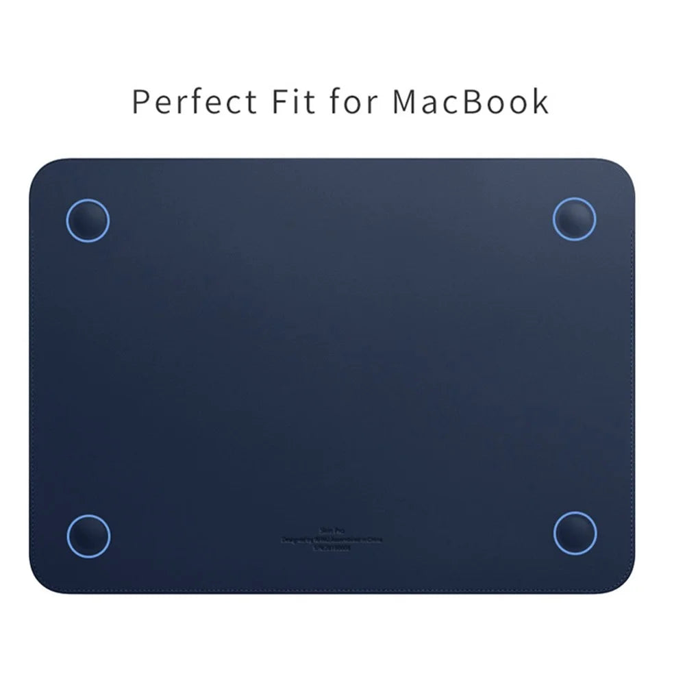 WIWU Skin Pro II Series Notebook Sleeve Bag for MacBook Pro 14 inch 2021 Waterproof Slim PU Leather Laptop Cover - Blue - 4