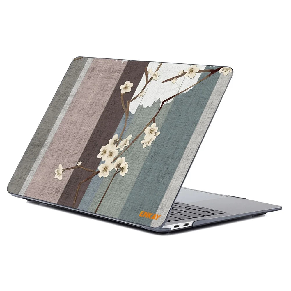 ENKAY HAT PRINCE for MacBook Pro 16 inch (2026) A3429 A3428 / (2025) A3186 A3403 / (2024) A2991 / (2023) A2780 / (2021) A2485 Vintage Flowers Patterns Series PC Laptop Case - Plum Blossom - 1