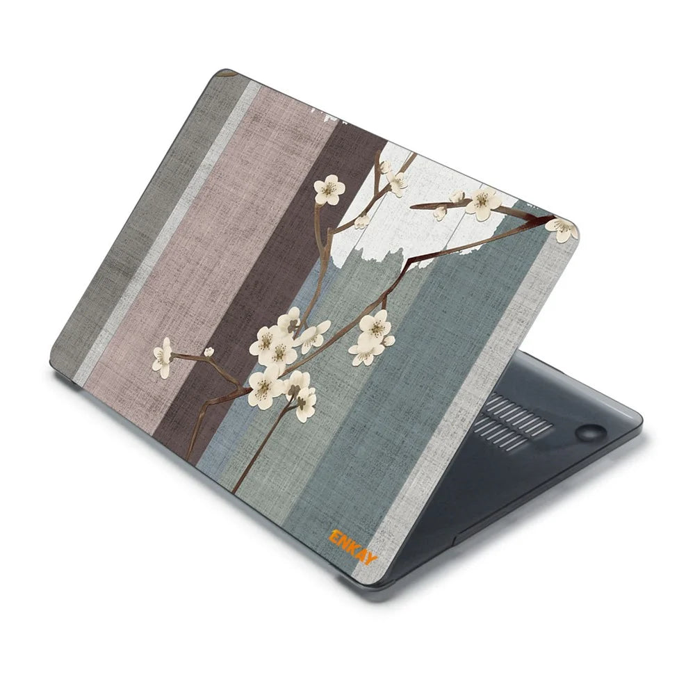 ENKAY HAT PRINCE for MacBook Pro 16 inch (2026) A3429 A3428 / (2025) A3186 A3403 / (2024) A2991 / (2023) A2780 / (2021) A2485 Vintage Flowers Patterns Series PC Laptop Case - Plum Blossom - 3