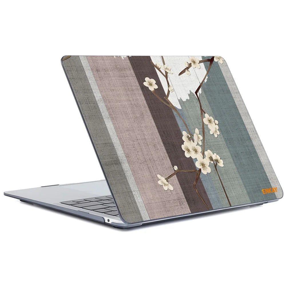 ENKAY HAT PRINCE for MacBook Pro 16 inch (2026) A3429 A3428 / (2025) A3186 A3403 / (2024) A2991 / (2023) A2780 / (2021) A2485 Vintage Flowers Patterns Series PC Laptop Case - Plum Blossom - 4