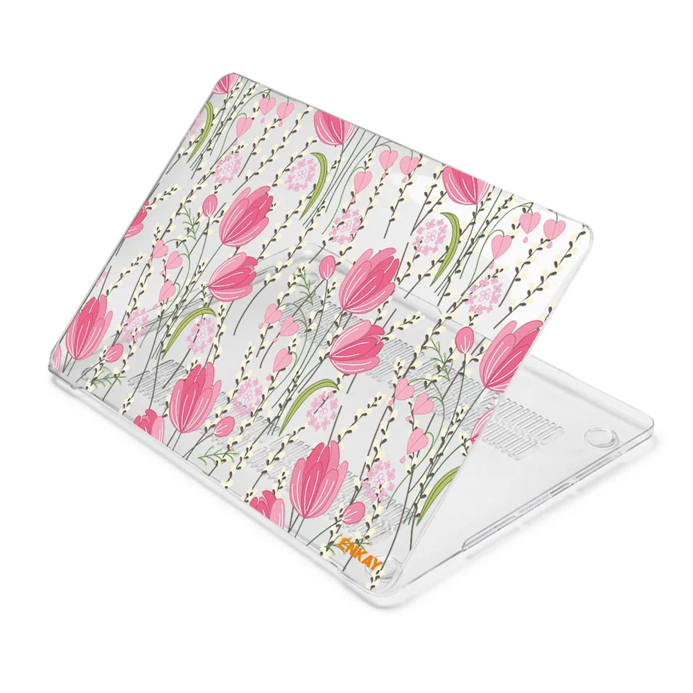 ENKAY HAT PRINCE For MacBook Air 13 inch (2018-2019) A1932/(2020) A2179 A2337 Laptop Hard PC Protective Case Flower Pattern Heat Dissipation Notebook Shell Cover - Tulip - 5