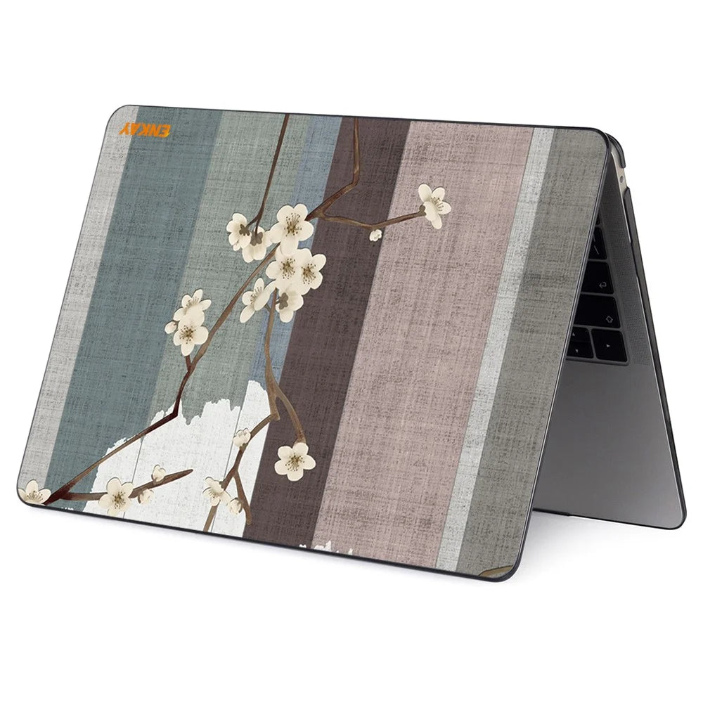 ENKAY HAT PRINCE For MacBook Pro 13 inch (2016-2017) A1706 A1708/(2018-2019) A1989/2019 A2159 Hard PC Laptop Case Flower Pattern Anti-scratch Notebook Cover - Plum Blossom - 5