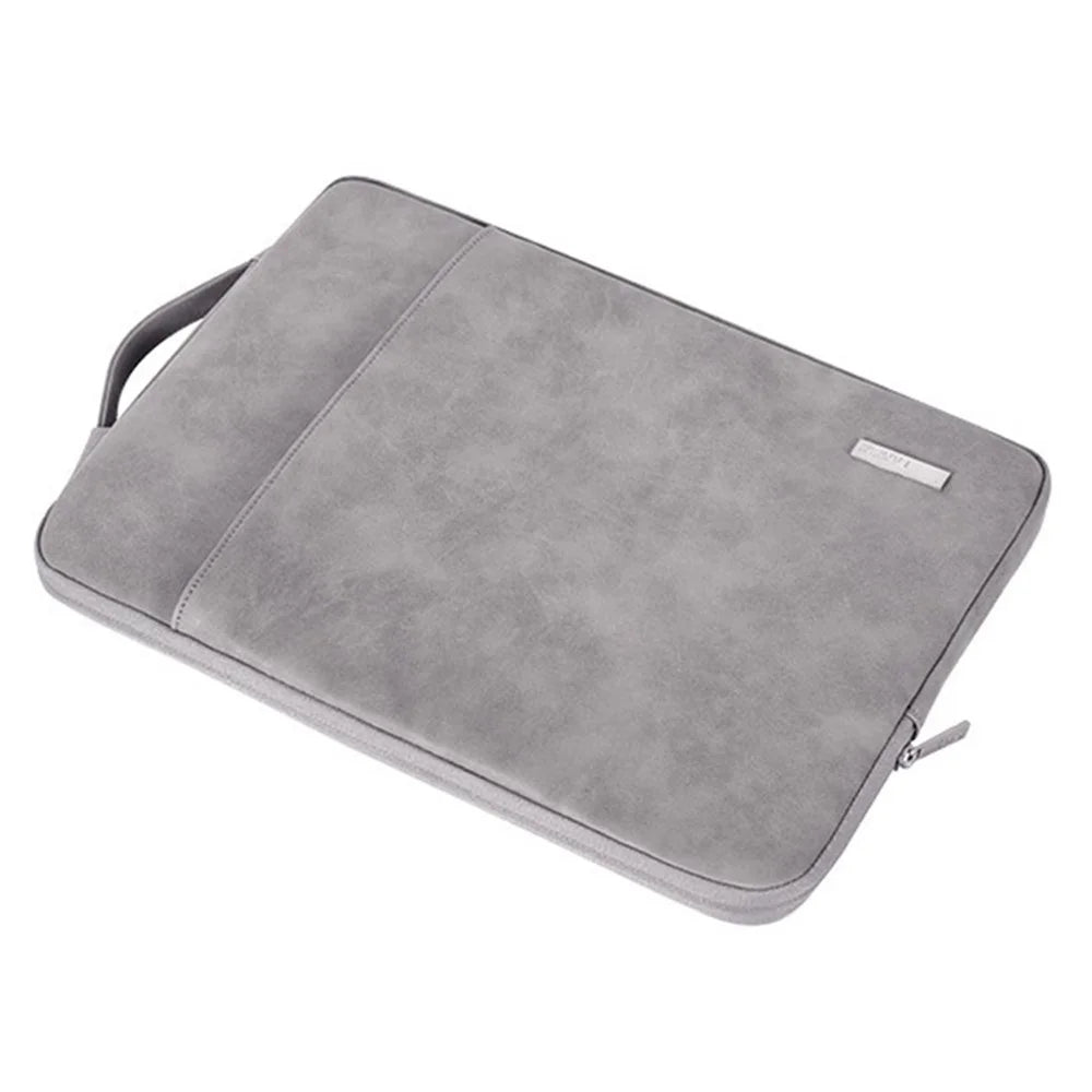 CANVASARTISAN L11-89 Anti-scratch PU Leather 14 inch Laptop Sleeve Case Large Portable Notebook Computer Handbag - Grey - 3
