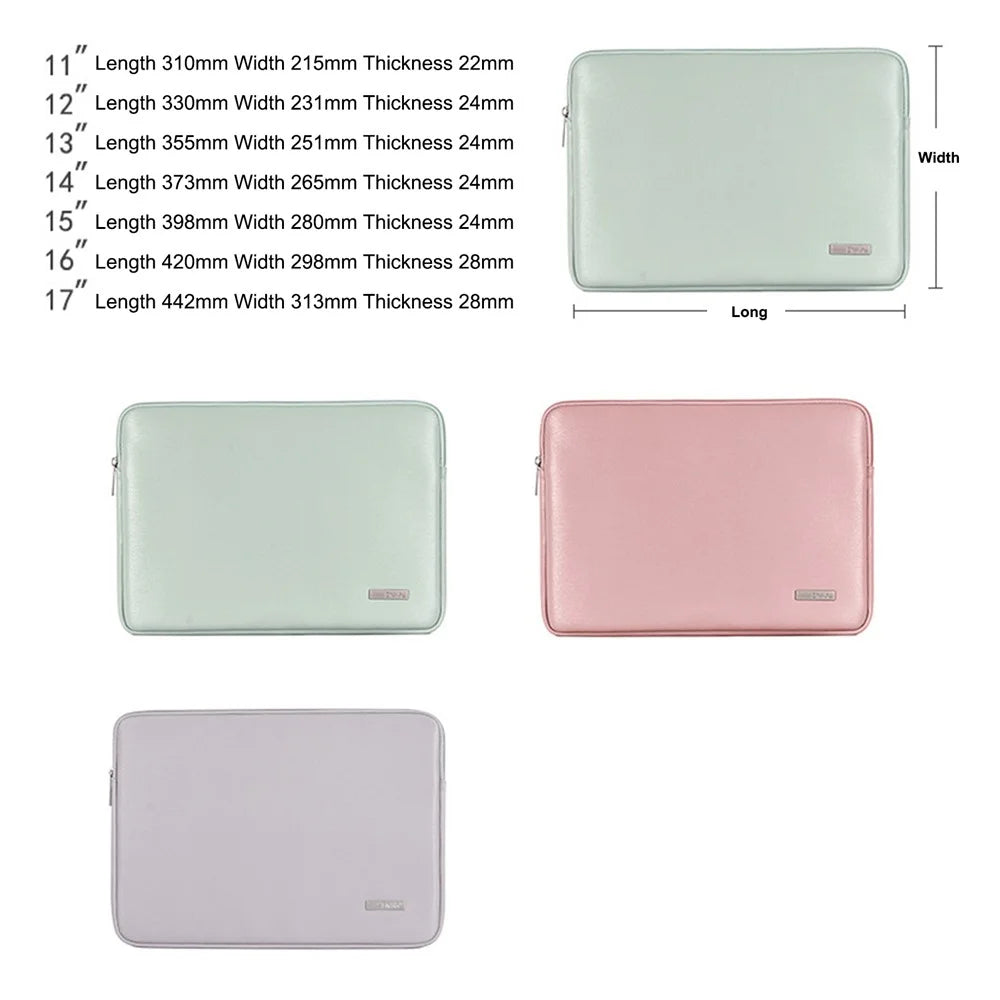 CANVASARTISAN L6-04 15 inch Laptop Carrying Bag Solid Color Fashionable PU Leather Notebook Computer Protection Sleeve - Green - 7