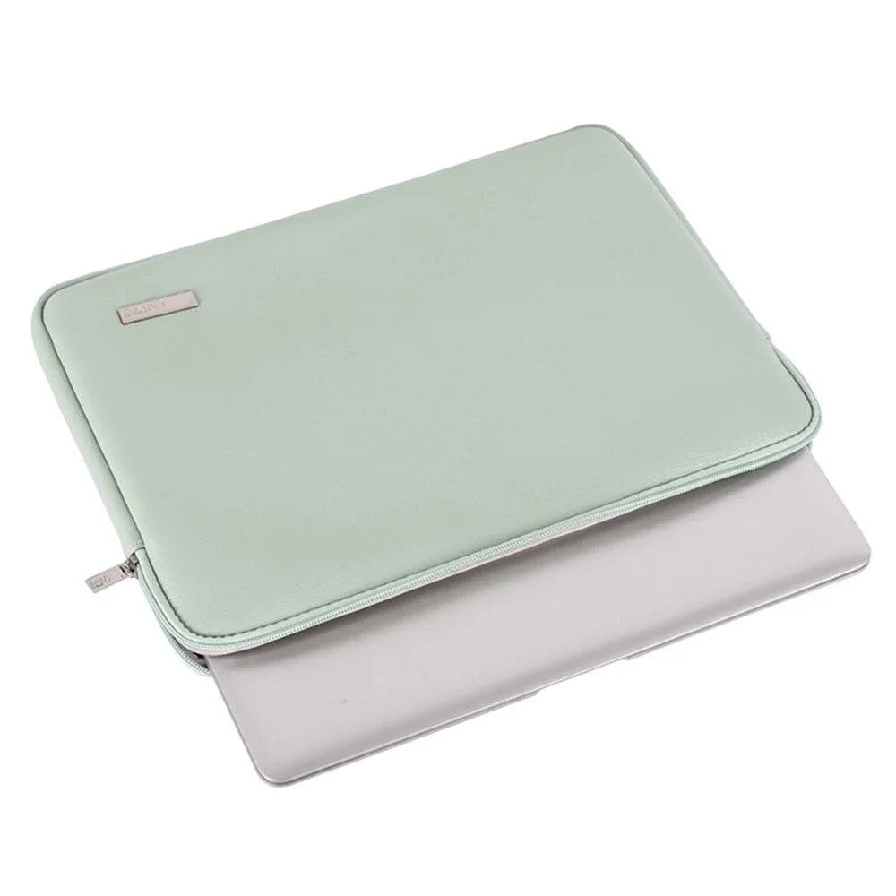 CANVASARTISAN L6-T0421 15 inch Notebook Sleeve Soft PU Leather Full Protection Laptop Computer Bag with Small Pouch - Green - 2