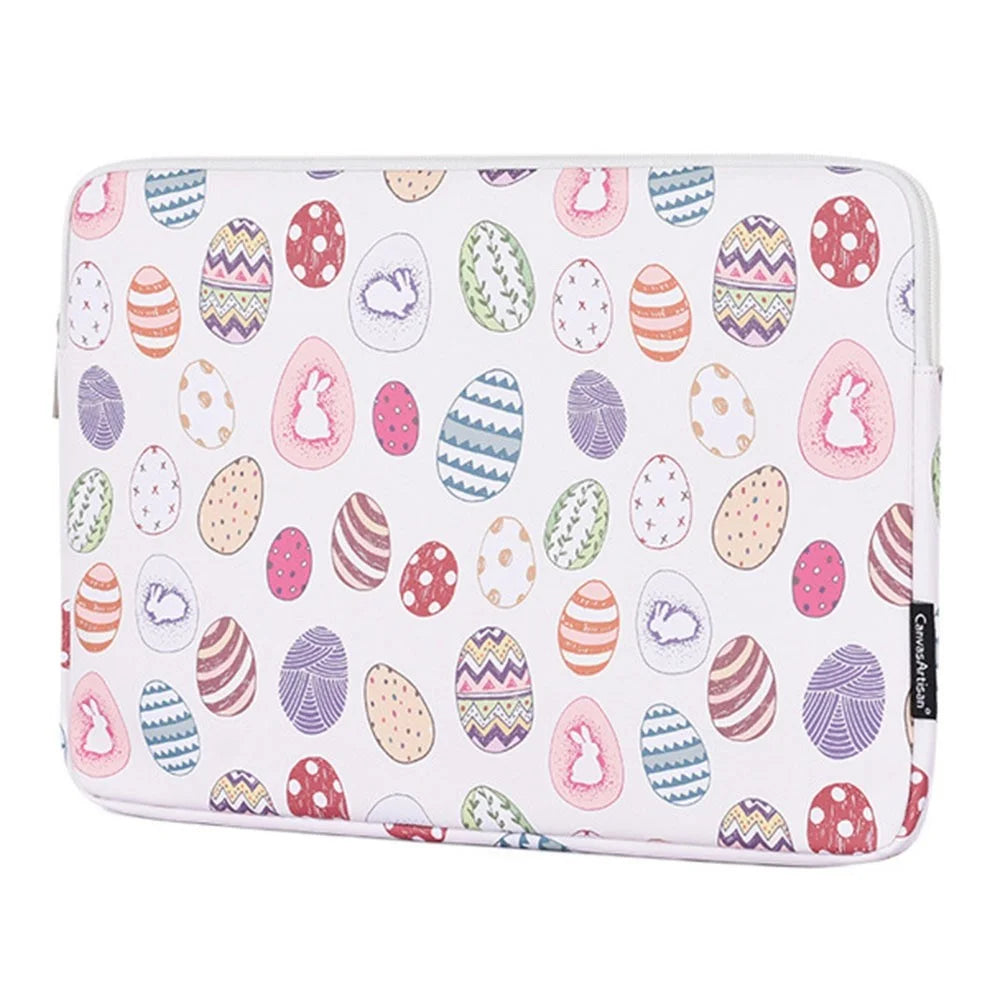 CANVASARTISAN G52-T0121 2 in 1 Laptop Bag 12 Inch Easter Bunny and Eggs Pattern Protective Case with Small Bag - 2