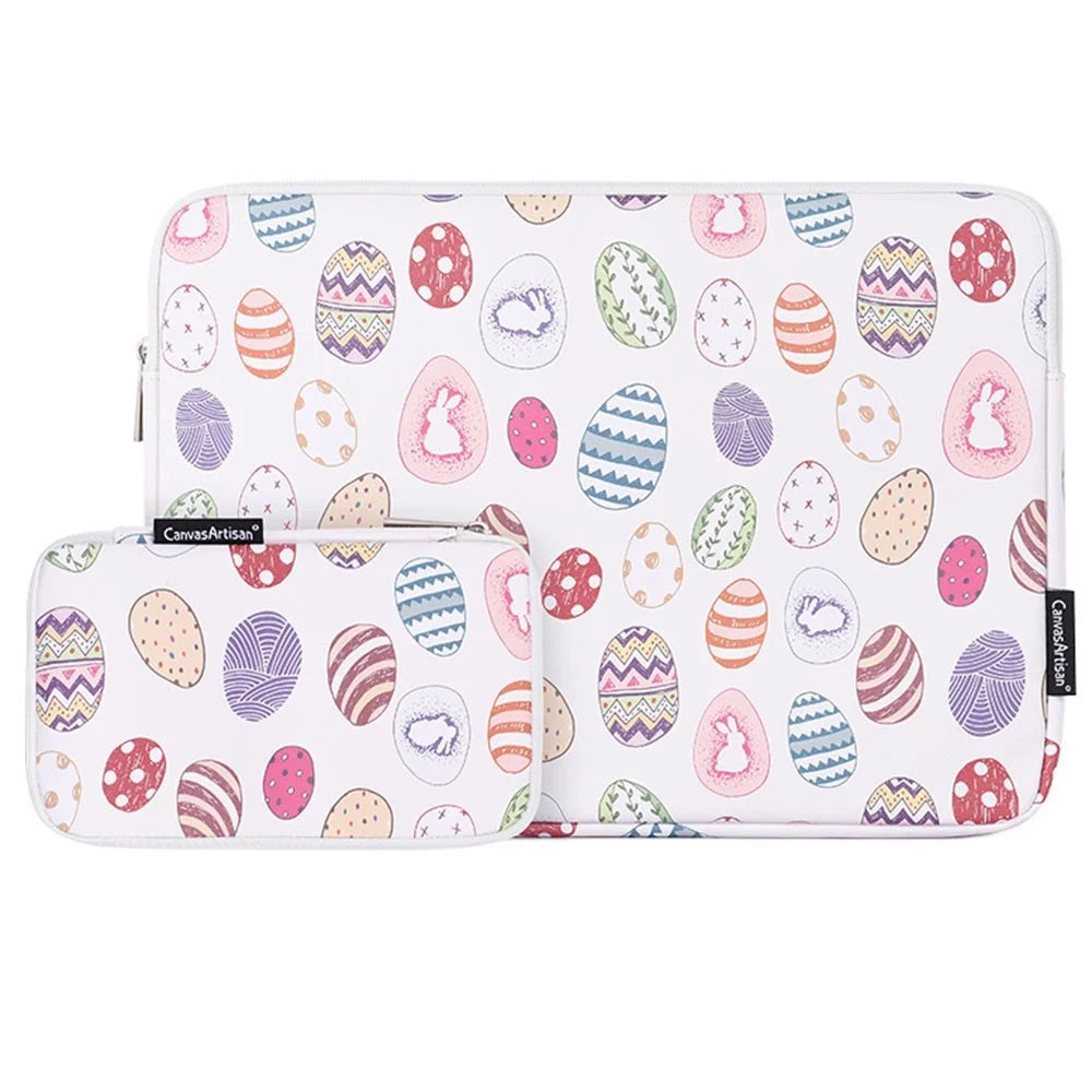CANVASARTISAN G52-T0121 11 inch Notebook Computer Protection Sleeve for MacBook Pro MateBook Pattern Printing PU Leather Tablet Carrying Bag with Additional Small Pouch - 1