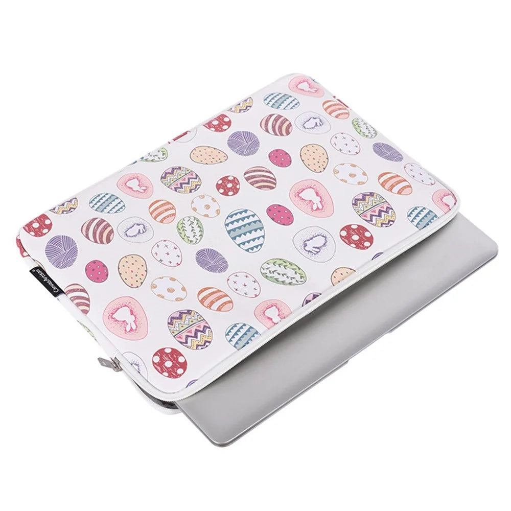 CANVASARTISAN G52-01 15-inch Laptop Sleeve PU Protective Case Easter Bunny and Eggs Pattern Carrying Bag - 4