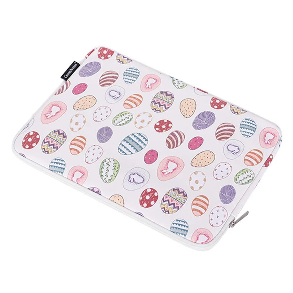 CANVASARTISAN G52-01 12-inch Notebook Zipper Bag Easter Bunny and Eggs Pattern Waterproof PU Laptop Sleeve - 5