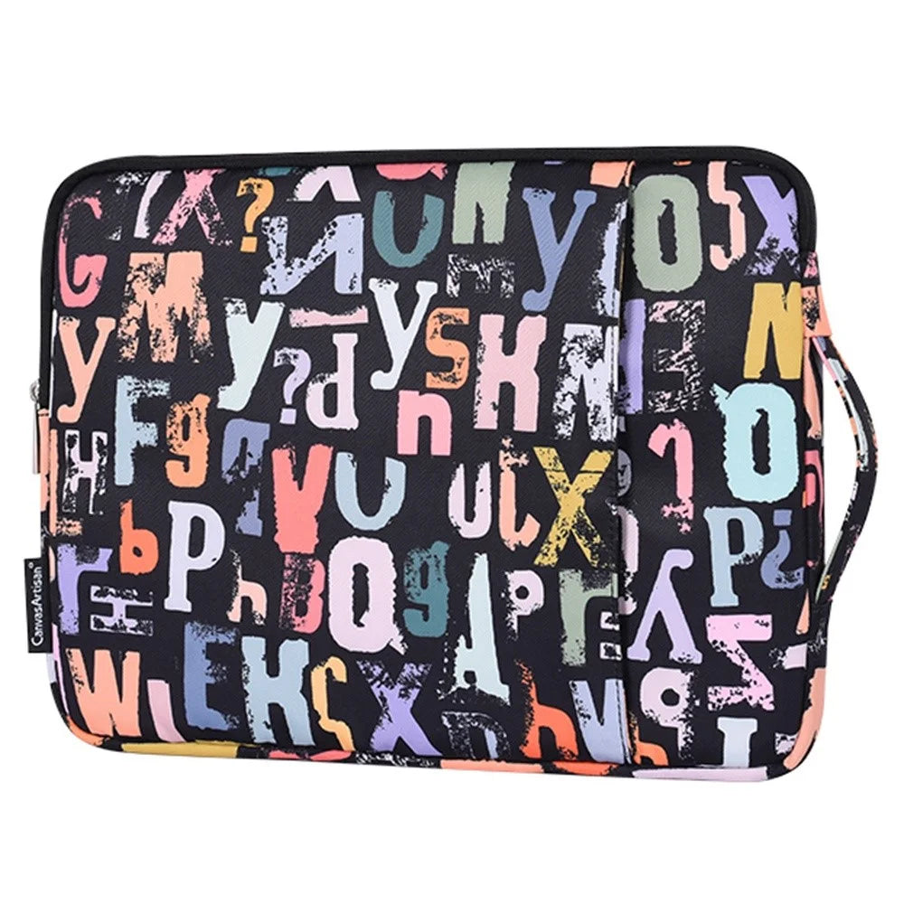 CANVASARTISAN H18-89 15-inch Laptop Sleeve, Watercolor Letter Pattern Soft Lining Carrying Pouch - 4