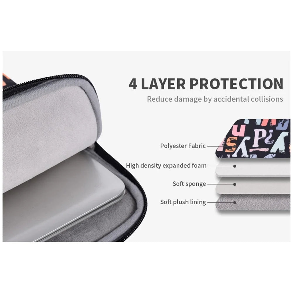 CANVASARTISAN H18-89 15-inch Laptop Sleeve, Watercolor Letter Pattern Soft Lining Carrying Pouch - 6
