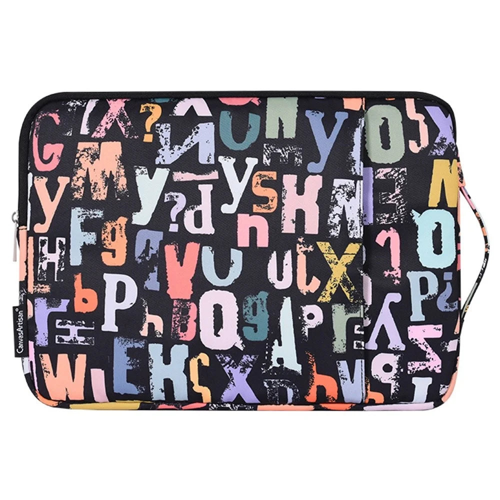 CANVASARTISAN H18-89 Stylish Watercolor Letter Pattern Laptop Handbag 11-inch Notebook Zipper Bag - 2