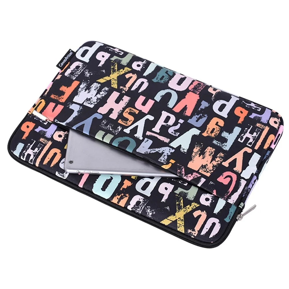 CANVASARTISAN H18-11 11-inch Notebook Zipper Bag Stylish Watercolor Letter Pattern Portable Laptop Sleeve - 4