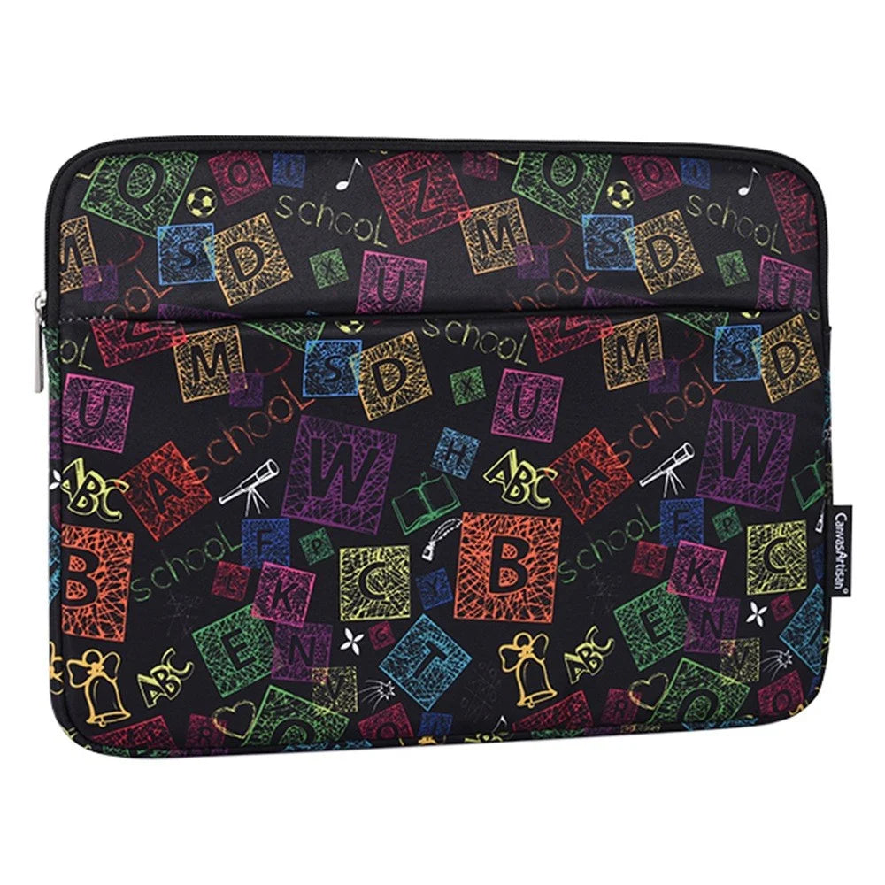 CANVASARTISAN H17-11 Colorful Letter Pattern Portable Laptop Sleeve for 11-inch Notebook Zipper Bag - 3
