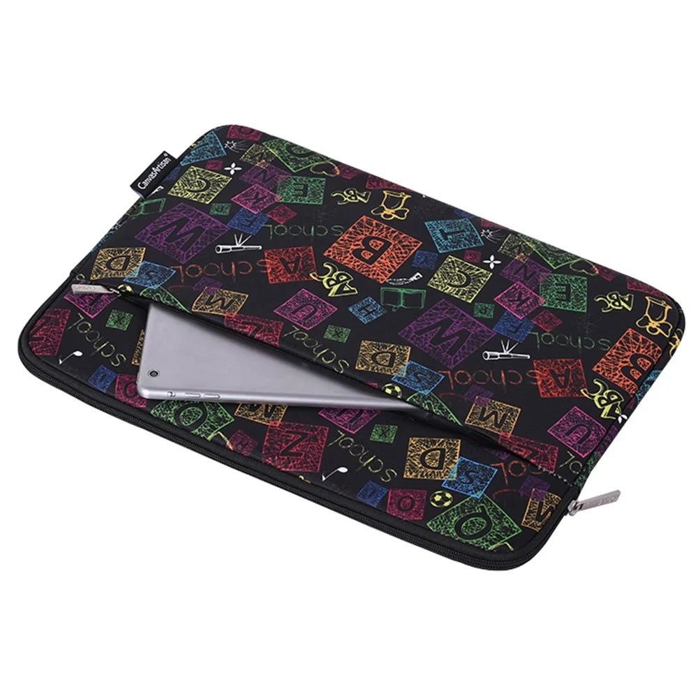 CANVASARTISAN H17-11 Colorful Letter Pattern Portable Laptop Sleeve for 11-inch Notebook Zipper Bag - 5