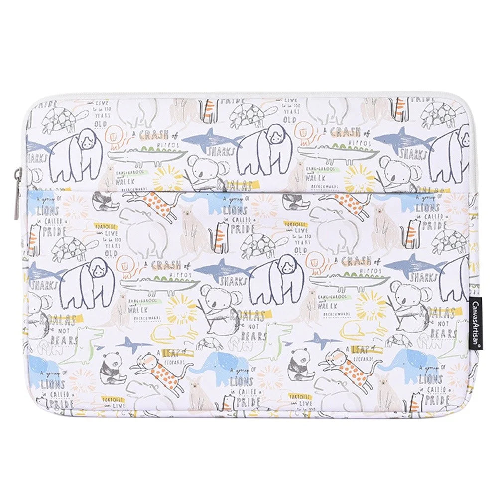CANVASARTISAN G50-11 15-inch Laptop Protective Sleeve Cartoon Animal Printed PU Leather Notebook Carrying Case with Small Pouch - 2
