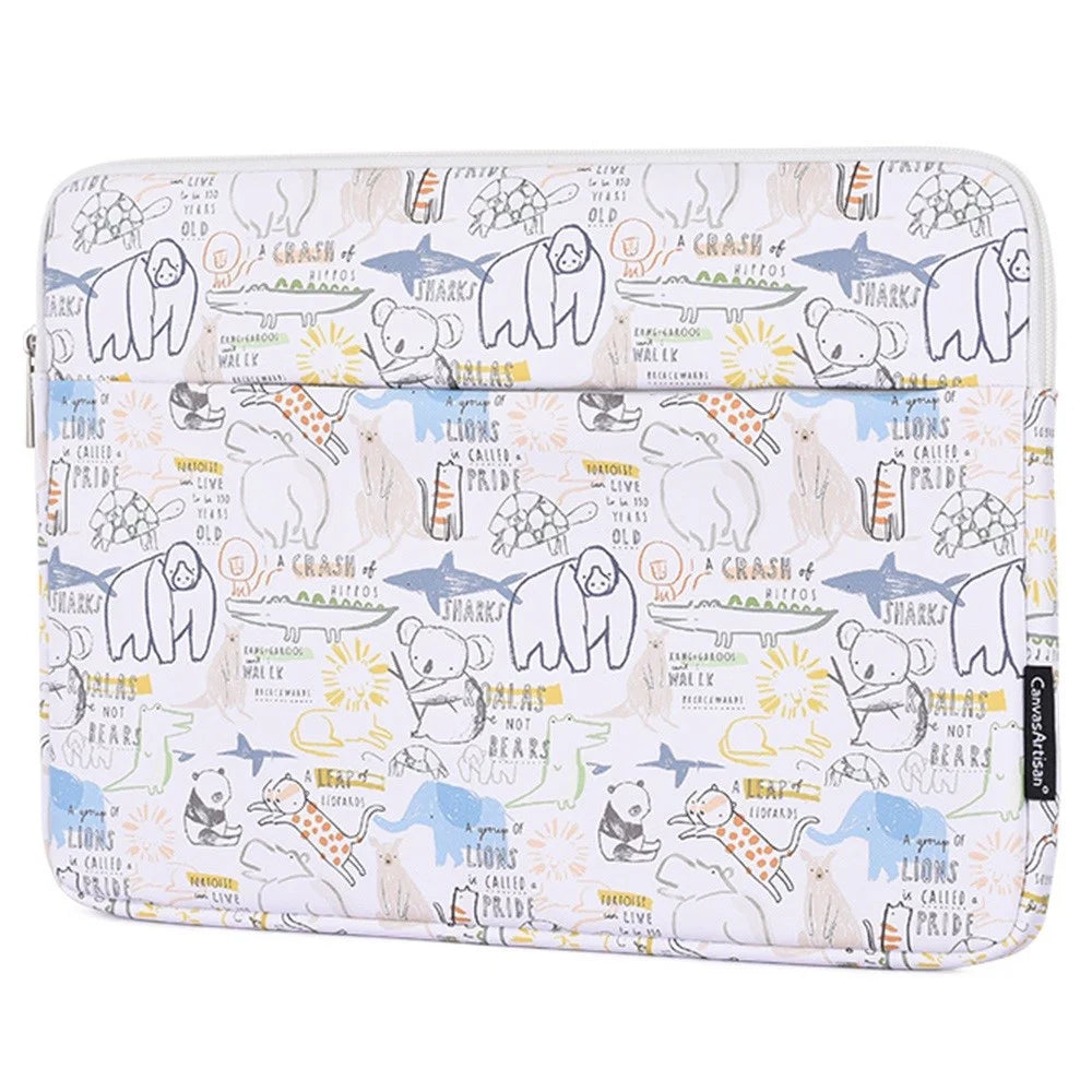 CANVASARTISAN G50-11 11-inch Laptop Tablet PU Leather Protective Sleeve Cartoon Animal Printed Carrying Case with Small Bag - 3