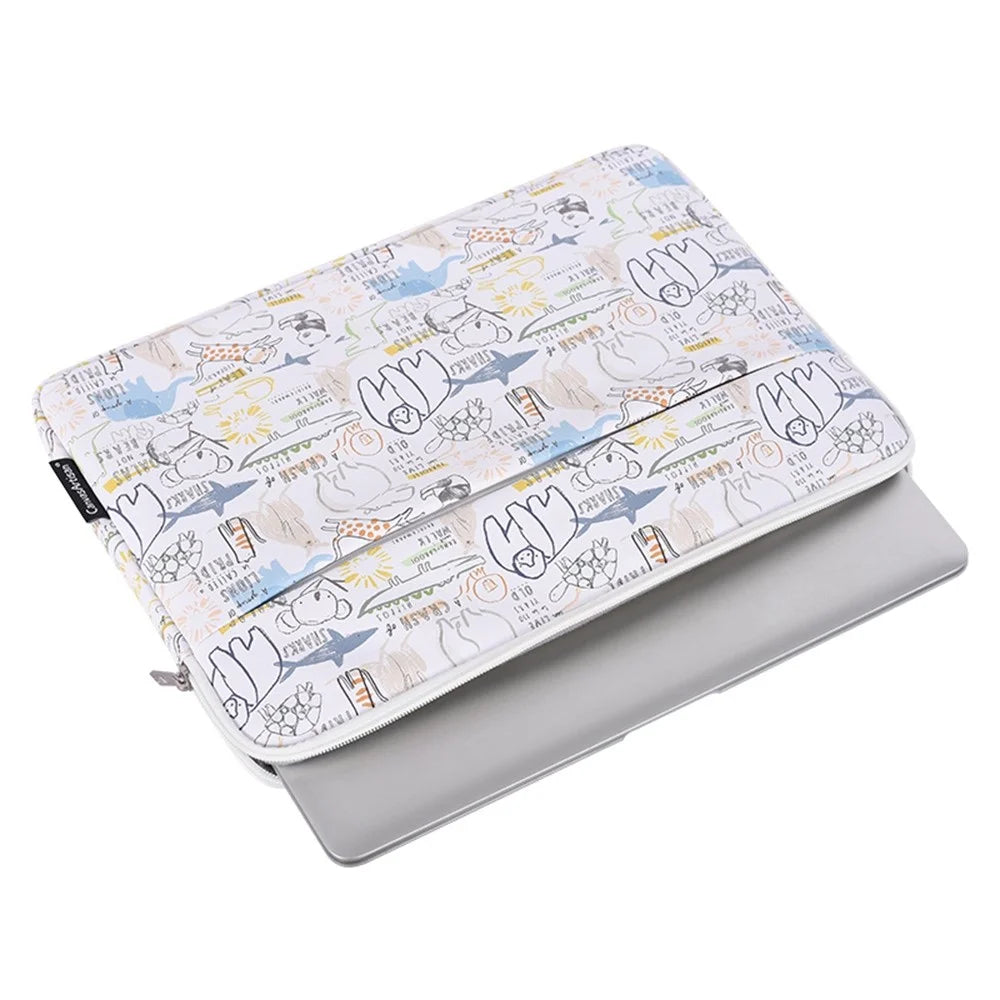 CANVASARTISAN G50-11 11-inch Laptop Tablet PU Leather Protective Sleeve Cartoon Animal Printed Carrying Case with Small Bag - 4