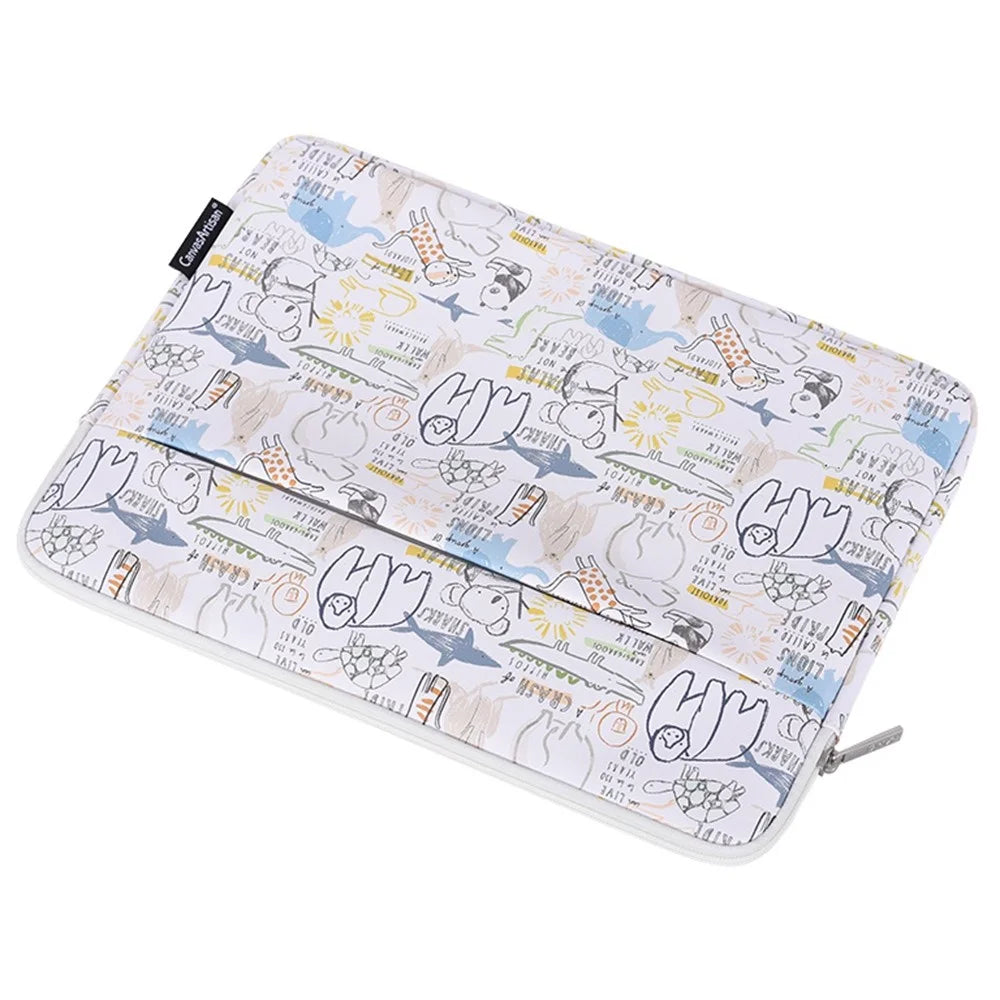 CANVASARTISAN G50-11 11-inch Laptop Tablet PU Leather Protective Sleeve Cartoon Animal Printed Carrying Case with Small Bag - 5